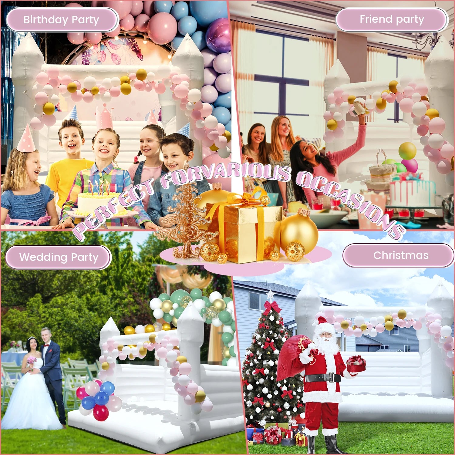 13FT White Inflatable Castle with Trampoline