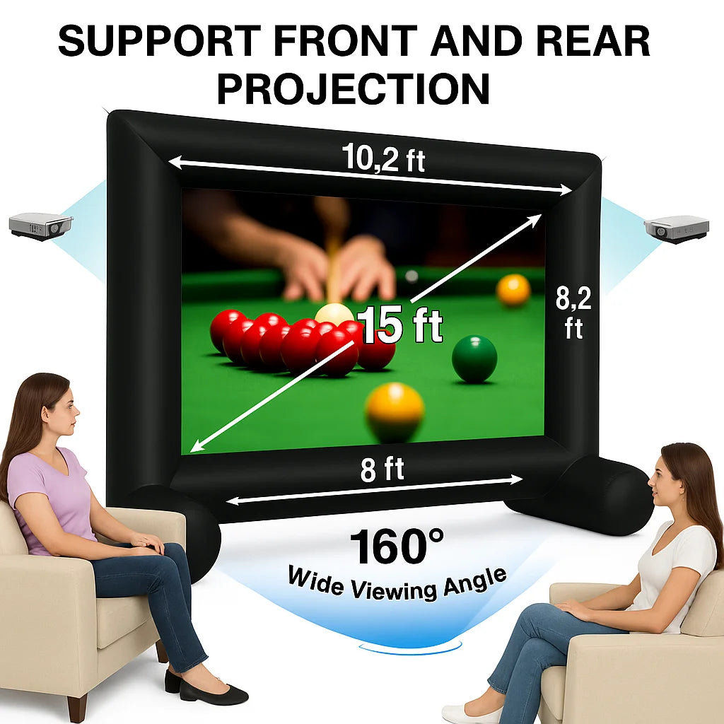 Inflatable Movie Screen – Outdoor Projector Screen with Air Blower, Front/Rear Projection, Easy Setup