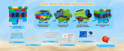 PVC Inflatable Bounce House for Big Kids,Large Jumping House with Built in Slide,Semi-commercial,Outdoor Backyard Birthday Party