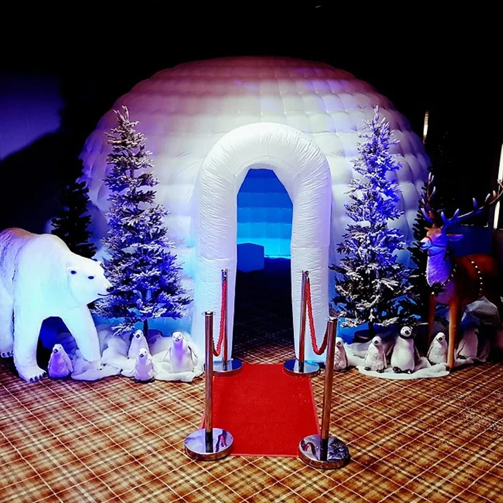 Outdoor Portable Inflatable Igloo Dome Tent with Led Light & Blower for Party Wedding Event Camping (14Ft Diameter 10Ft Height