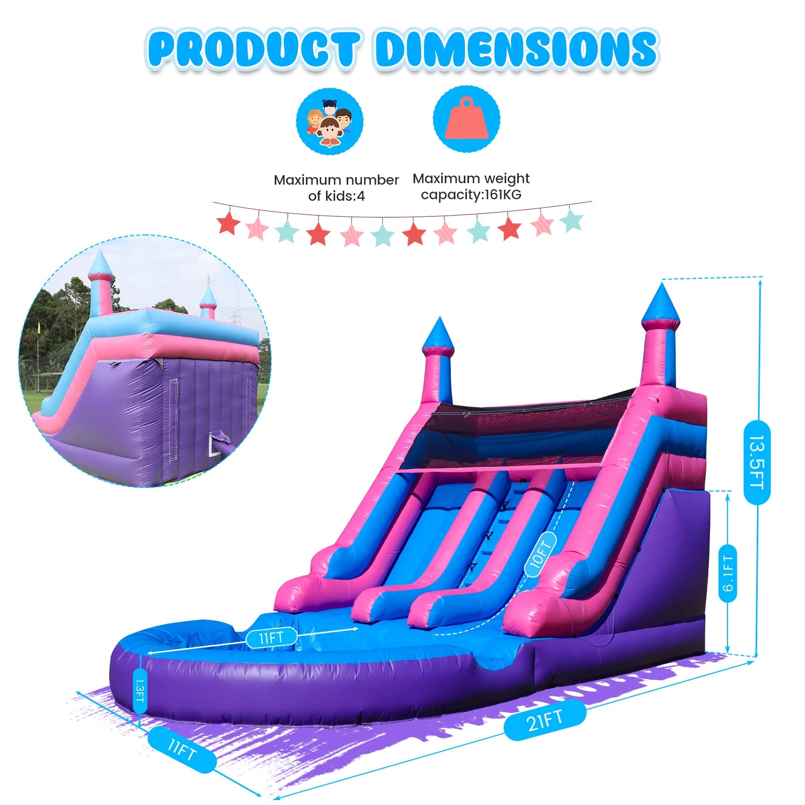 6.4m Commercial Inflatable Double Water Slide
