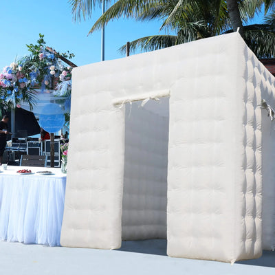 Inflatable Photo Booth – White Two-Door Pop-Up Studio, 8.2x8.2x8.2ft with Air Blower