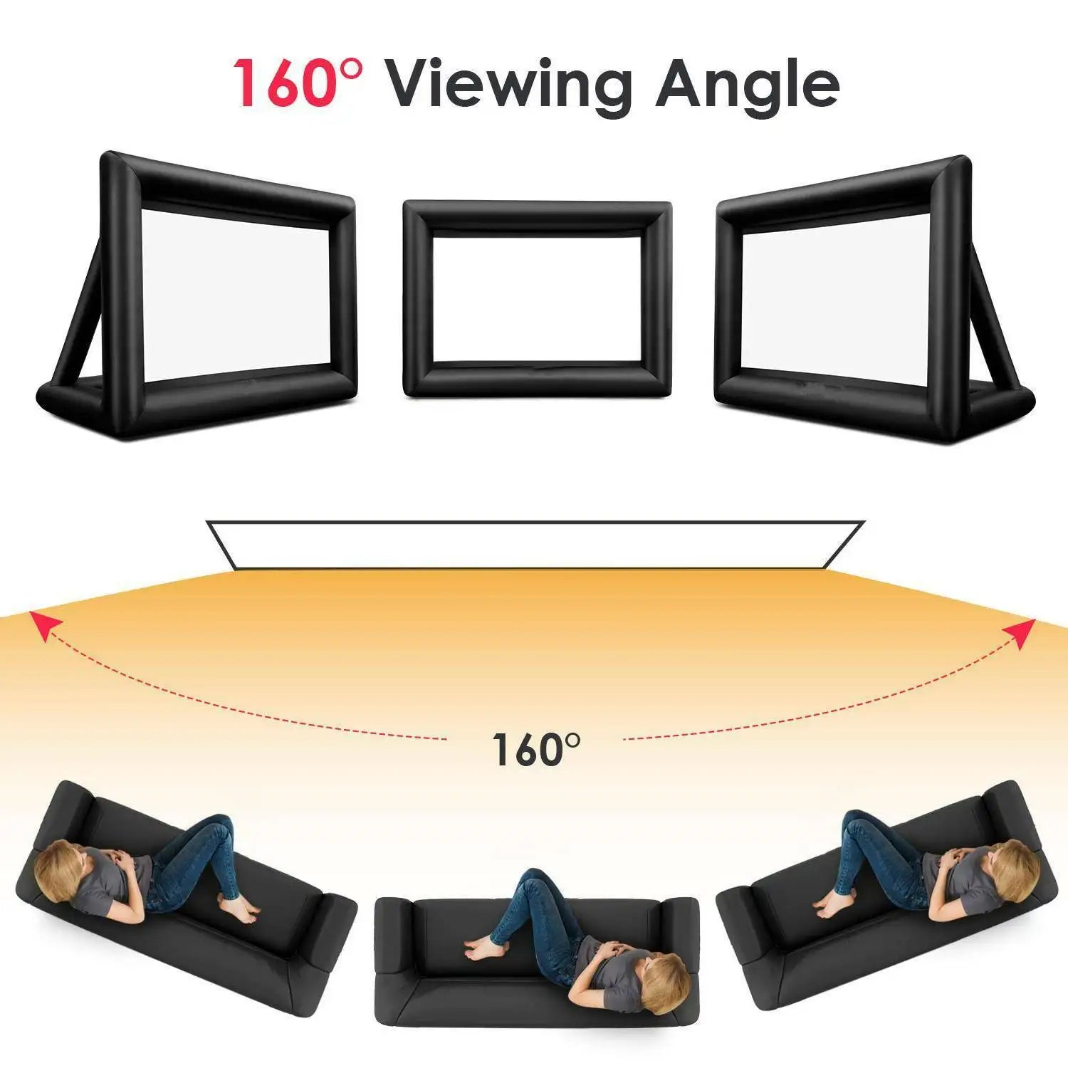 Inflatable 16 Feet Outdoor Movie Screen with Air Blower – Front & Rear Projection Blow Up Screen