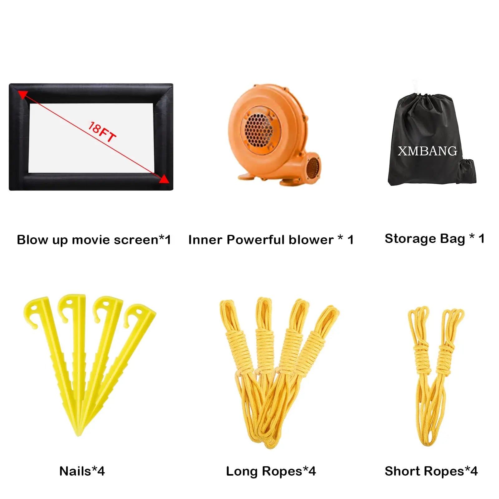 Inflatable Movie Screen 18FT – Outdoor Projector Screen Blow Up with Air Blower & Carry Bag