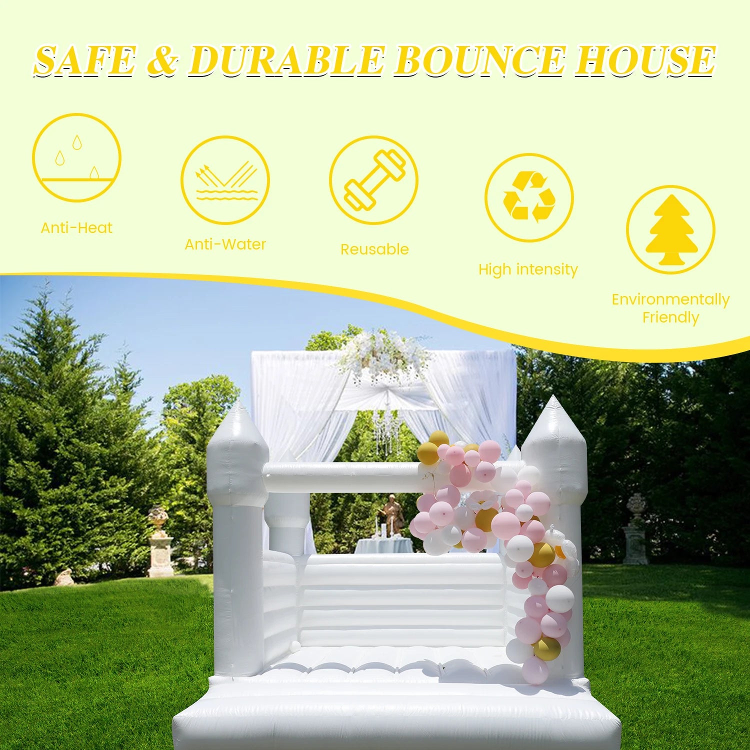 13x12FT White Inflatable Bounce House Castle
