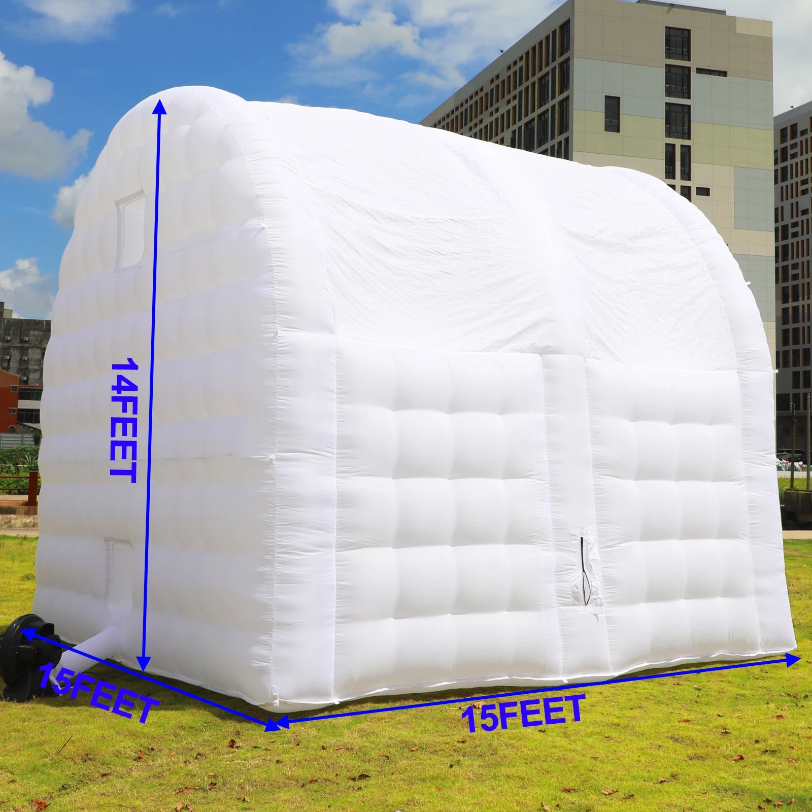 Inflatable White Party Tent 15x15x14FT – Large Square Gazebo Event Room with 950W Blower