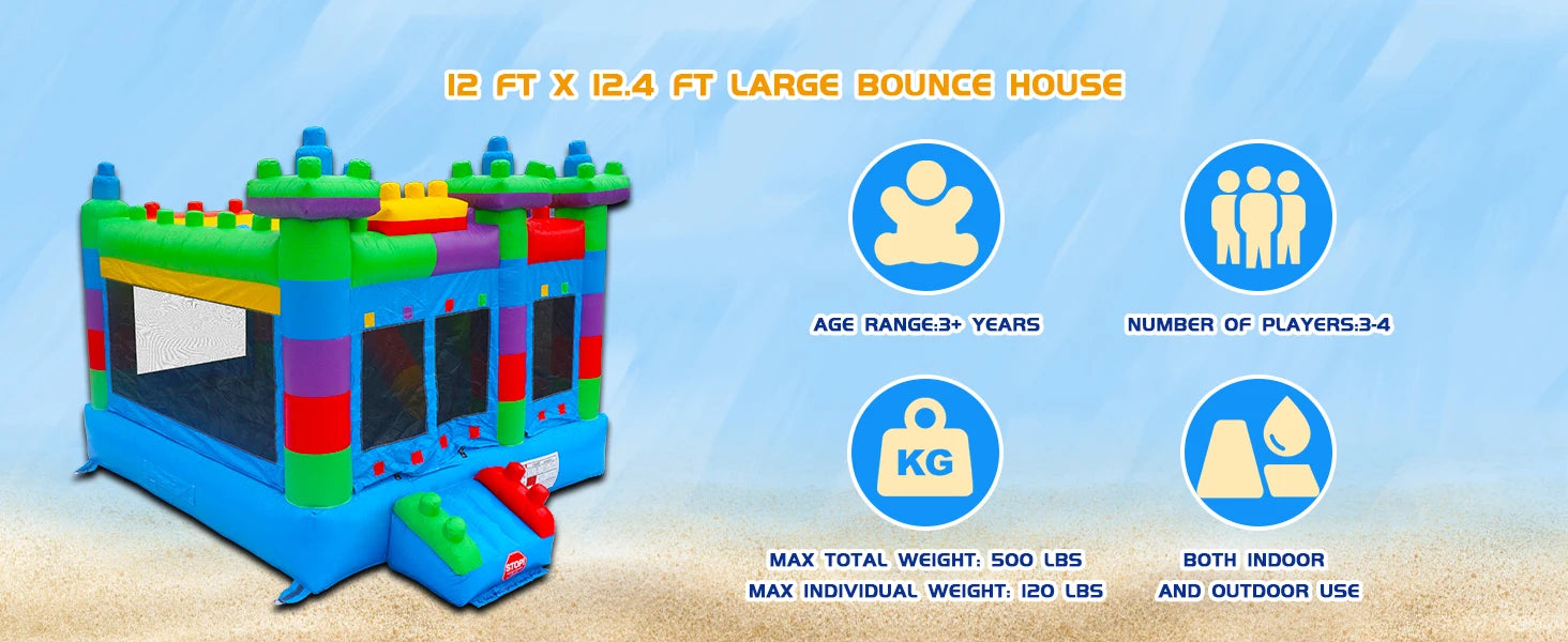 PVC Inflatable Bounce House for Big Kids,Large Jumping House with Built in Slide,Semi-commercial,Outdoor Backyard Birthday Party