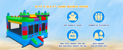 PVC Inflatable Bounce House for Big Kids,Large Jumping House with Built in Slide,Semi-commercial,Outdoor Backyard Birthday Party
