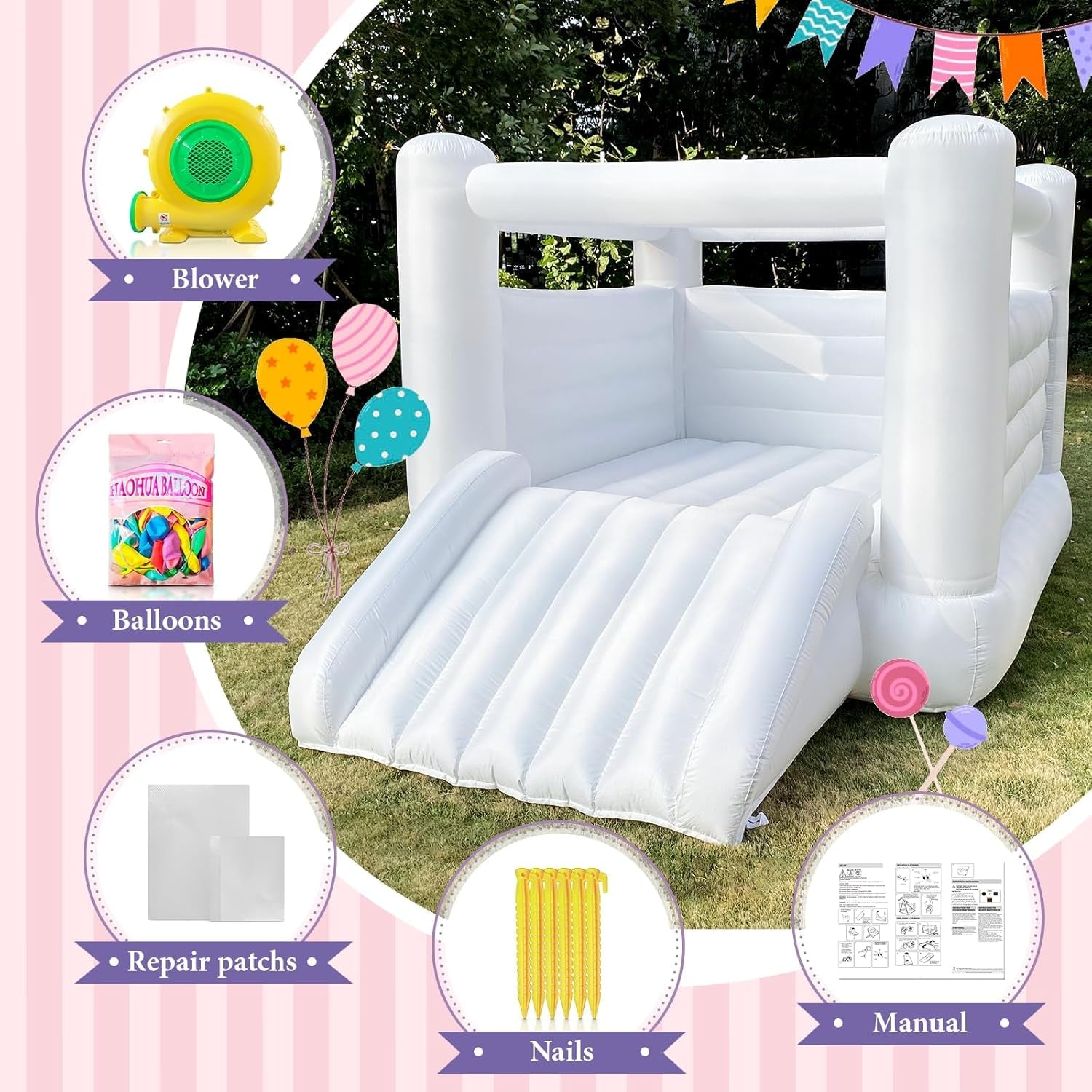 Large White Inflatable Bounce House For Kids And Adults